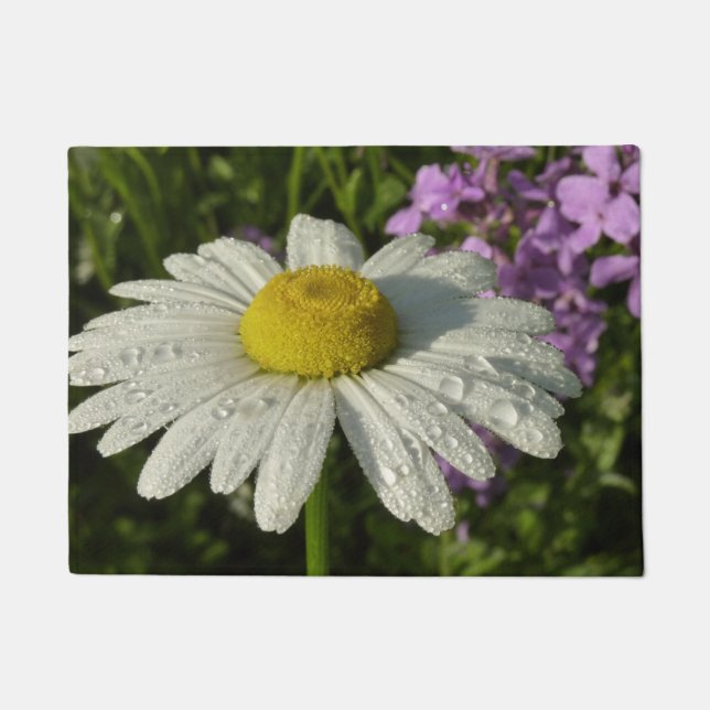 Daisy and Summer Lilac Wildflower Doormat (Front)