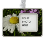 Daisy and Summer Lilac Wildflower Silver Plated Framed Ornament