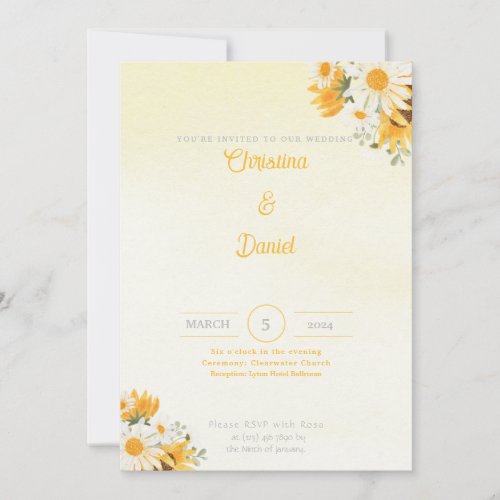 Daisy and Sunflower Wedding Invitations