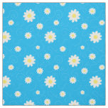 Daisy and Swirl Blue White Floral Pattern Fabric