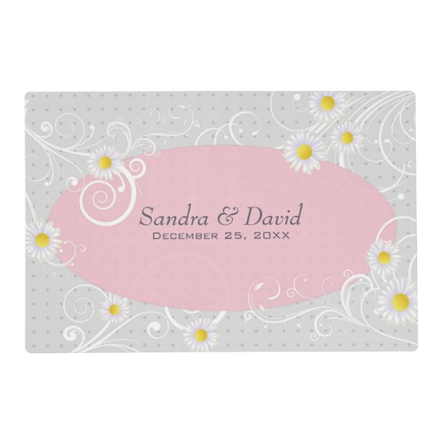 Daisy And White Swirl Paper Placemat (Front)