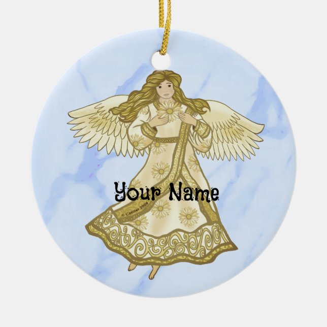 Daisy Angel Ceramic Ornament (Front)