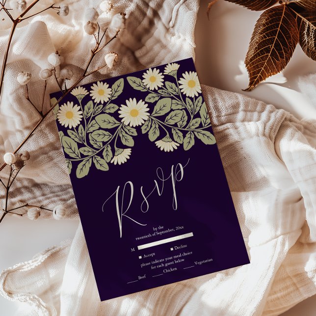 Daisy Art Nouveau Wedding RSVP Card (Creator Uploaded)