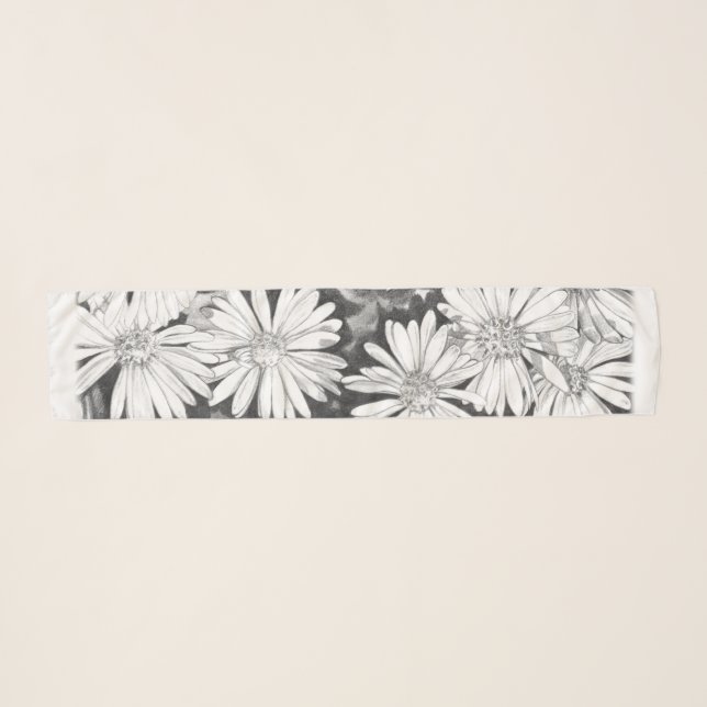 Daisy Art Scarf Custom Wildflower Art Scarf (Front (Horizontal))