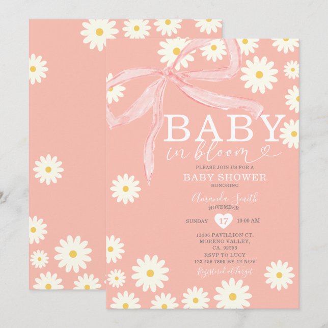 Daisy Baby in Bloom Baby Shower  Invitation (Front/Back)