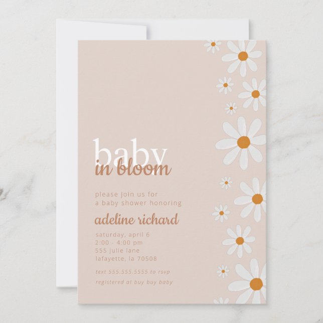 Daisy Baby in Bloom Baby Shower Party Invitation (Front)