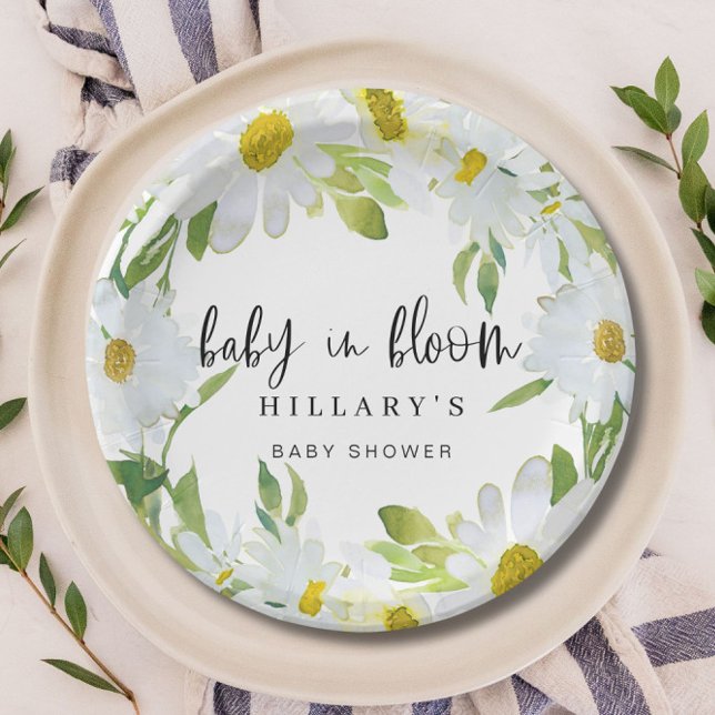 Daisy Baby in Bloom Baby Shower Summer floral Paper Plates (Creator Uploaded)