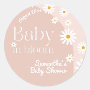 Daisy Baby in bloom Boho Girl Baby Shower Classic Round Sticker