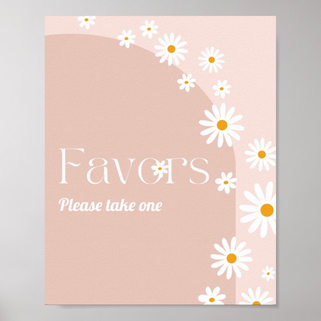 Daisy Baby in bloom Boho Girl Baby Shower favors Poster (Front)