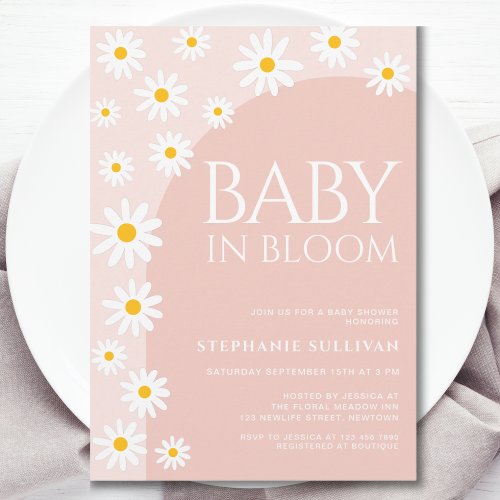 Daisy Baby In Bloom Boho Girl Baby Shower Invitation