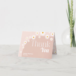 Daisy Baby in bloom Boho Girl Baby Shower Letterpress Thank You Card