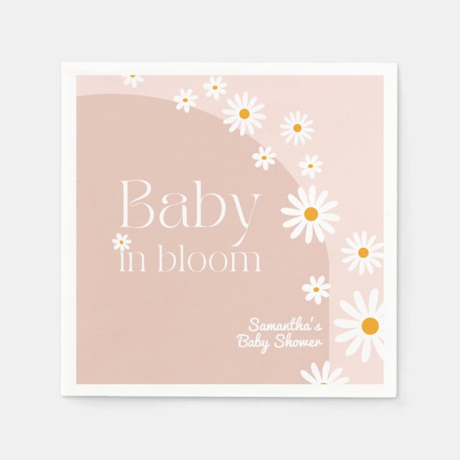 Daisy Baby in bloom Boho Girl Baby Shower Napkins (Front)