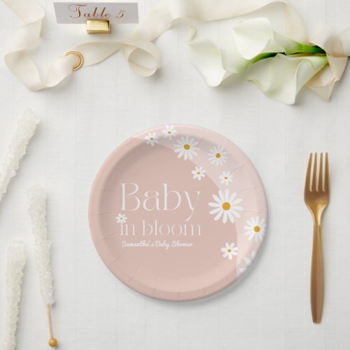 Daisy Baby in bloom Boho Girl Baby Shower Paper Plates