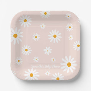 Daisy Baby in bloom Boho Girl Baby Shower Paper Plates