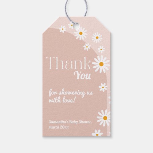 Daisy Baby in bloom Boho Girl Baby Shower Thank Gift Tags