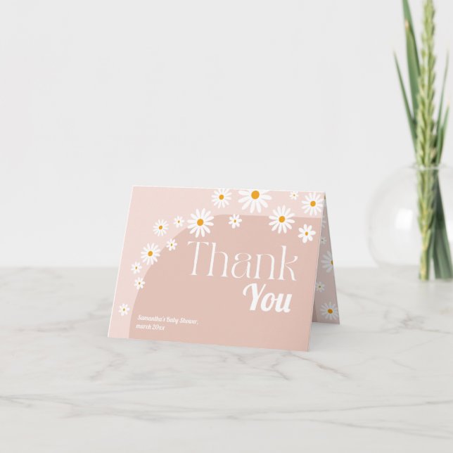 Daisy Baby in bloom Boho Girl Baby Shower  Thank You Card (Front)