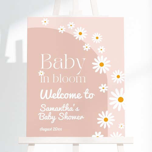 Daisy Baby in bloom Boho Girl Baby Shower welcome Foam Board