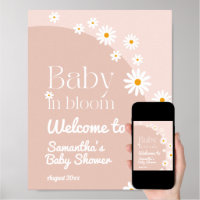 Daisy Baby in bloom Boho Girl Baby Shower welcome Poster