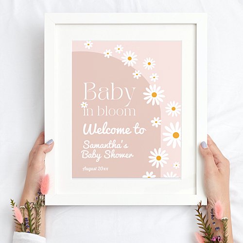 Daisy Baby in bloom Boho Girl Baby Shower welcome Poster