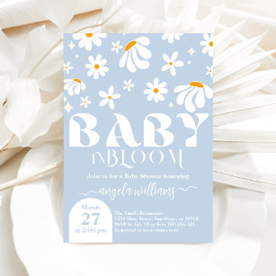 Daisy Baby in bloom Simple boy Baby Shower Invitation