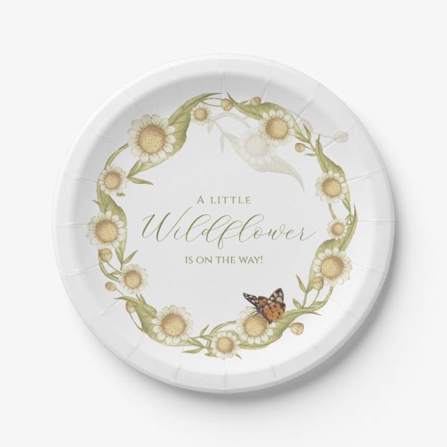 Daisy Baby in Bloom Wildflower Baby Shower Paper Plates (Front)