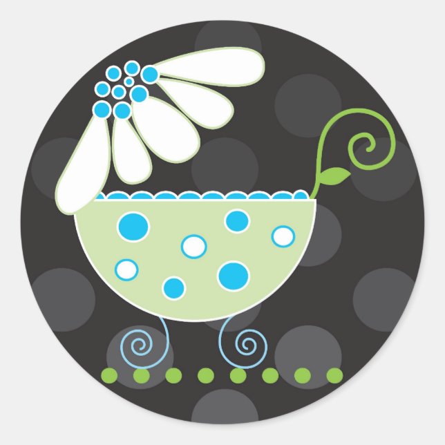 Daisy Baby Invitation or Favor Sticker (Front)