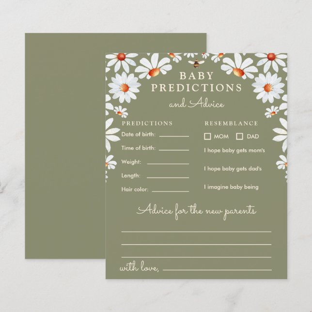 Daisy Baby Predictions & Advice  (Front/Back)