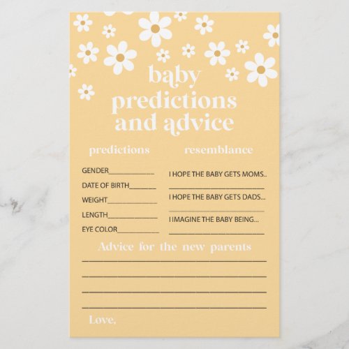 Daisy Baby Shower Advice for Parents Card Flyer