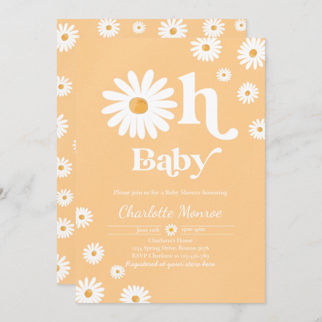 Daisy Baby Shower Bohemian Floral Chic Baby Shower Invitation (Front/Back)