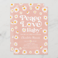 Daisy Baby Shower Bohemian Peace Love Baby Shower  Invitation