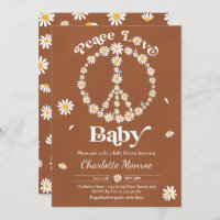 Daisy Baby Shower Bohemian Peace Love Baby Shower  Invitation