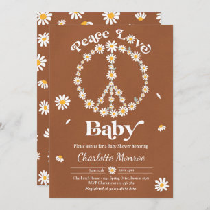 Daisy Baby Shower Bohemian Peace Love Baby Shower Invitation