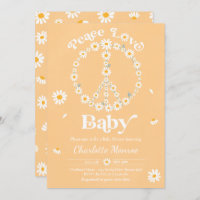 Daisy Baby Shower Bohemian Peace Love Baby Shower  Invitation