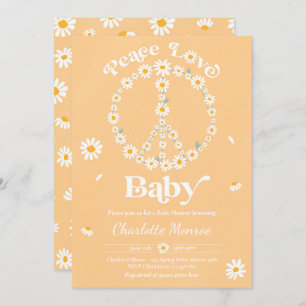 Daisy Baby Shower Bohemian Peace Love Baby Shower Invitation