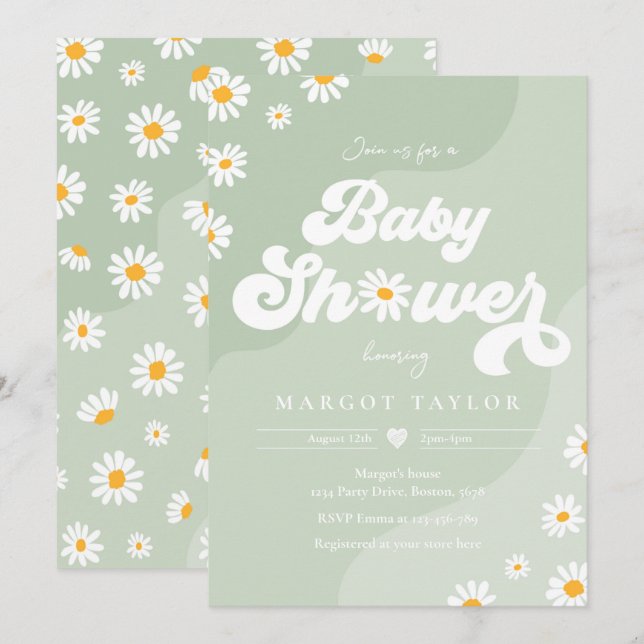 Daisy Baby Shower Boho Hippy Vibes Baby Shower Invitation (Front/Back)