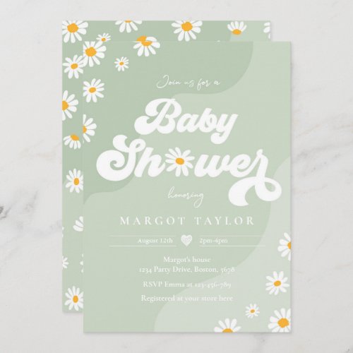 Daisy Baby Shower Boho Hippy Vibes Baby Shower Invitation