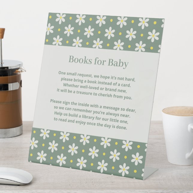 Daisy Baby Shower Book Request Pedestal Sign (In SItu)