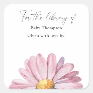 Daisy - Baby Shower bookplate, books for baby Square Sticker