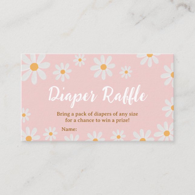 Daisy Baby Shower Diaper Raffle Business Card (Front)