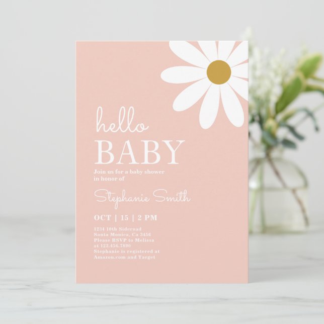 Daisy Baby Shower Girl Invitation (Standing Front)