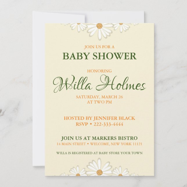 Daisy Baby Shower Invitation (Front)