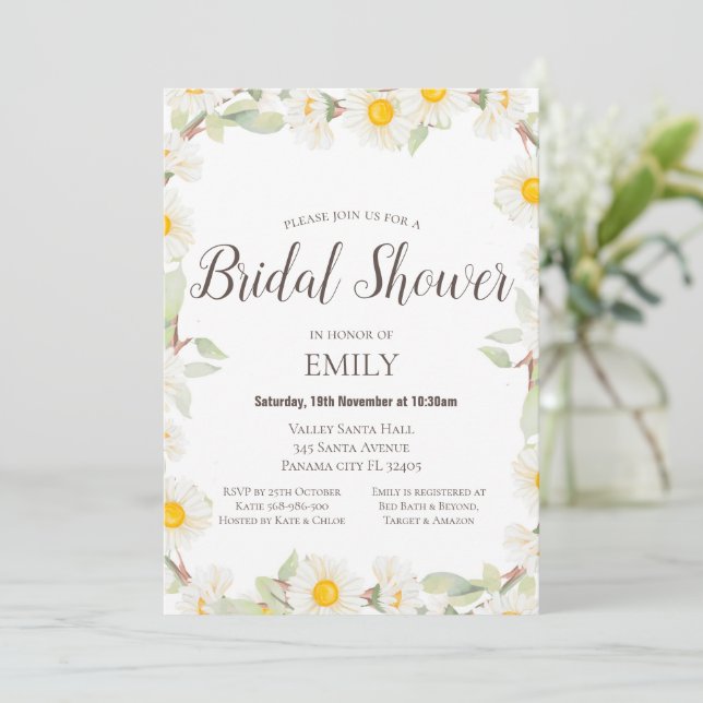 Daisy Baby Shower Invitation, Party Invitation (Standing Front)