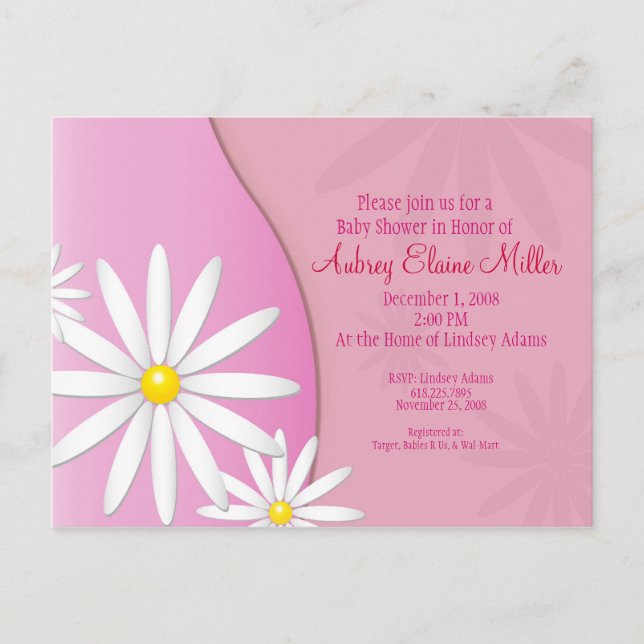Daisy Baby Shower Invitation Postcard (Front)