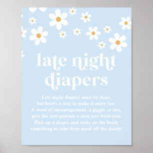 Daisy Baby Shower Late Night Diapers Poster