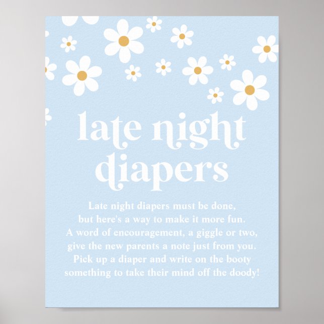 Daisy Baby Shower Late Night Diapers Poster (Front)