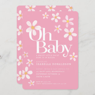 Daisy baby shower oh baby pink yellow white invitation
