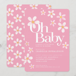 Daisy baby shower oh baby pink yellow white invitation