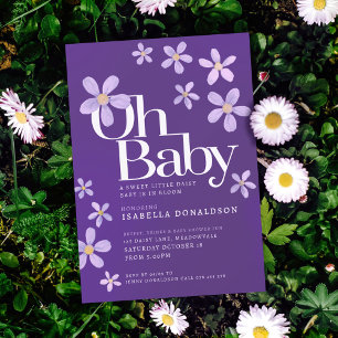Daisy baby shower oh baby purple invitations