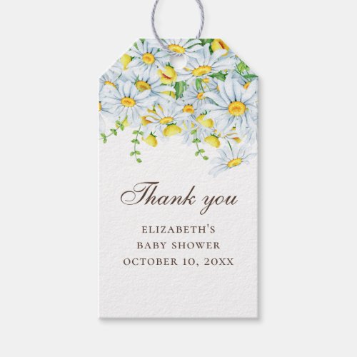Daisy baby shower thank you Watercolor floral Gift Tags