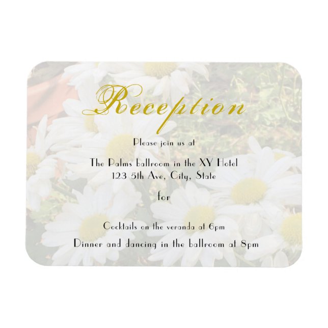 Daisy Background Flowing Yellow and Gray Wedding Magnet (Horizontal)
